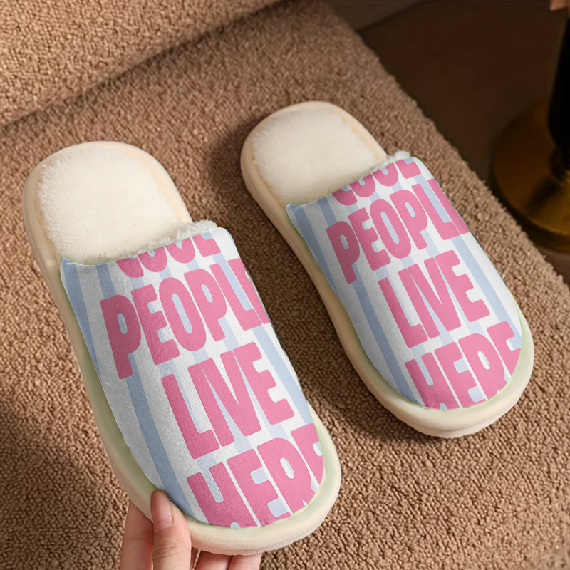 Men Shoes Quotes - Cool Quote Luxury Plush Slippers Men