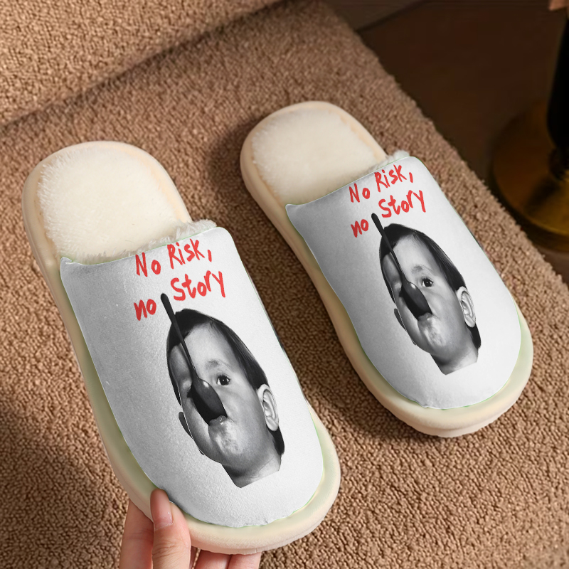 Men Shoes Quotes - Risk Quote Luxury Plush Slippers Men